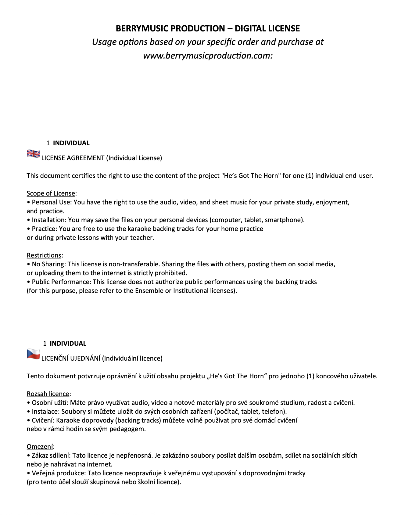 LIcense 1 INDIVIDUAL